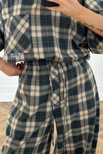 Футболка обьемная в клетку Label .B, цвет: сине-зеленый,  купить онлайн