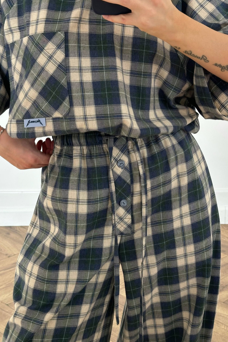 Брюки «бананы» в клетку Label .B, цвет: сине-зеленый,  купить онлайн