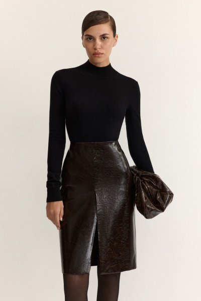 Юбка из экокожи TOPTOP, цвет: коричневый, TT.071.16927.700 купить онлайн