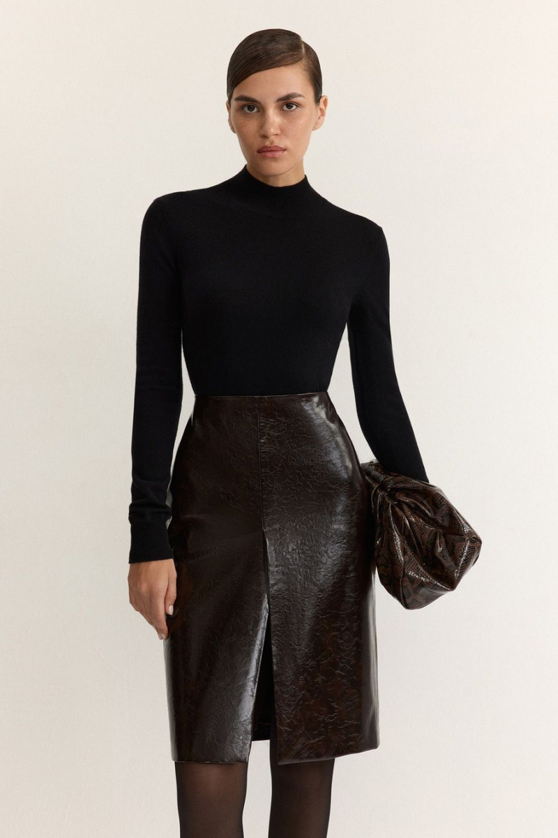 Юбка из экокожи TOPTOP, цвет: коричневый, TT.071.16927.700 купить онлайн