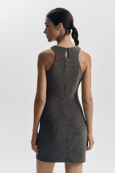 Платье с вырезом халтер из трикотажа с люрексом Mollis, цвет: черный с серебром, 14-09-2895/1 купить онлайн