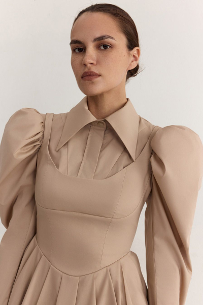 Платье из смесового хлопка TOPTOP, цвет: бежевый, TTS.010.18303.110.05585 купить онлайн