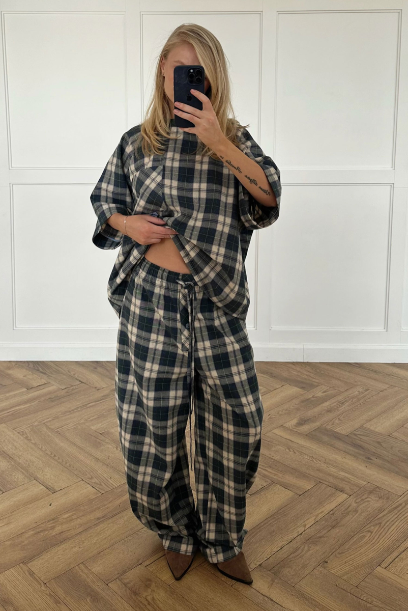 Футболка обьемная в клетку Label .B, цвет: сине-зеленый,  купить онлайн