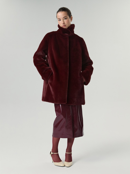 Экошуба с отложным воротником Only me, цвет: Бордовый, ЭШ5318 купить онлайн
