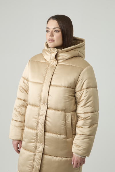 Пуховик длинный стеганый 4forms, цвет: золотой, 65513 купить онлайн