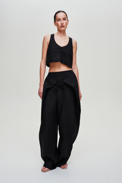 Топ изо льна Label .B, цвет: Черный,  купить онлайн