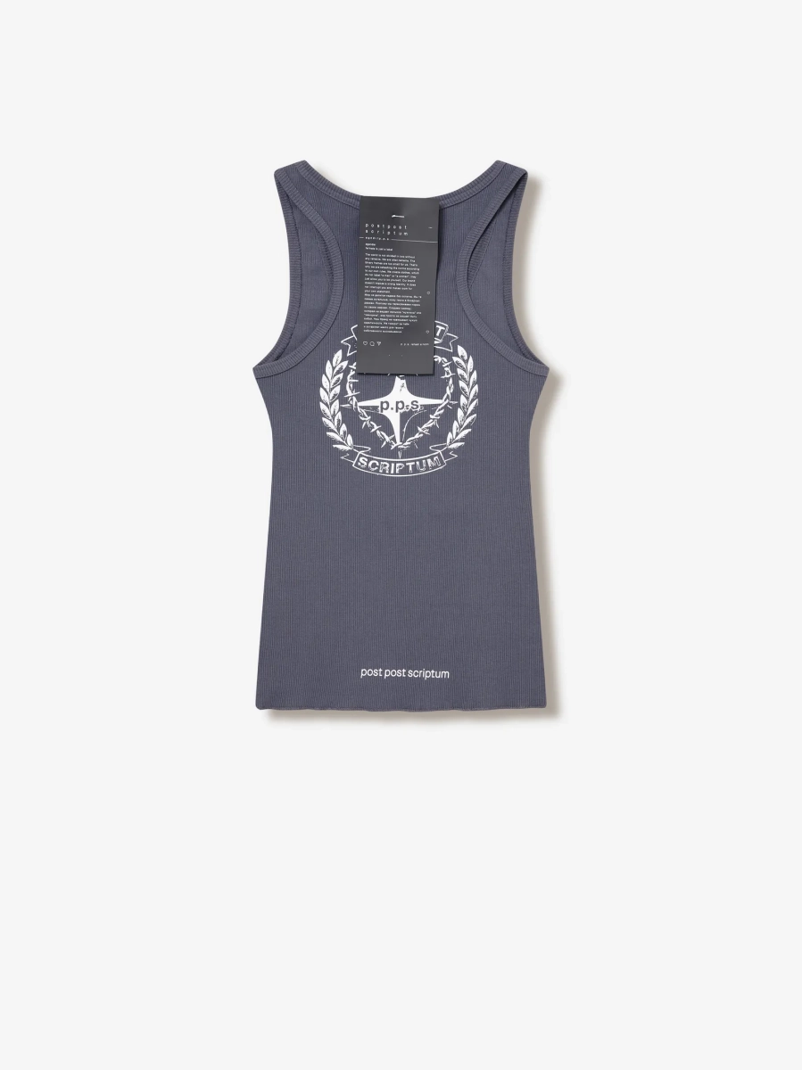 Хлопковая майка с принтом POST POST SCRIPTUM, цвет: потертый серый,  купить онлайн