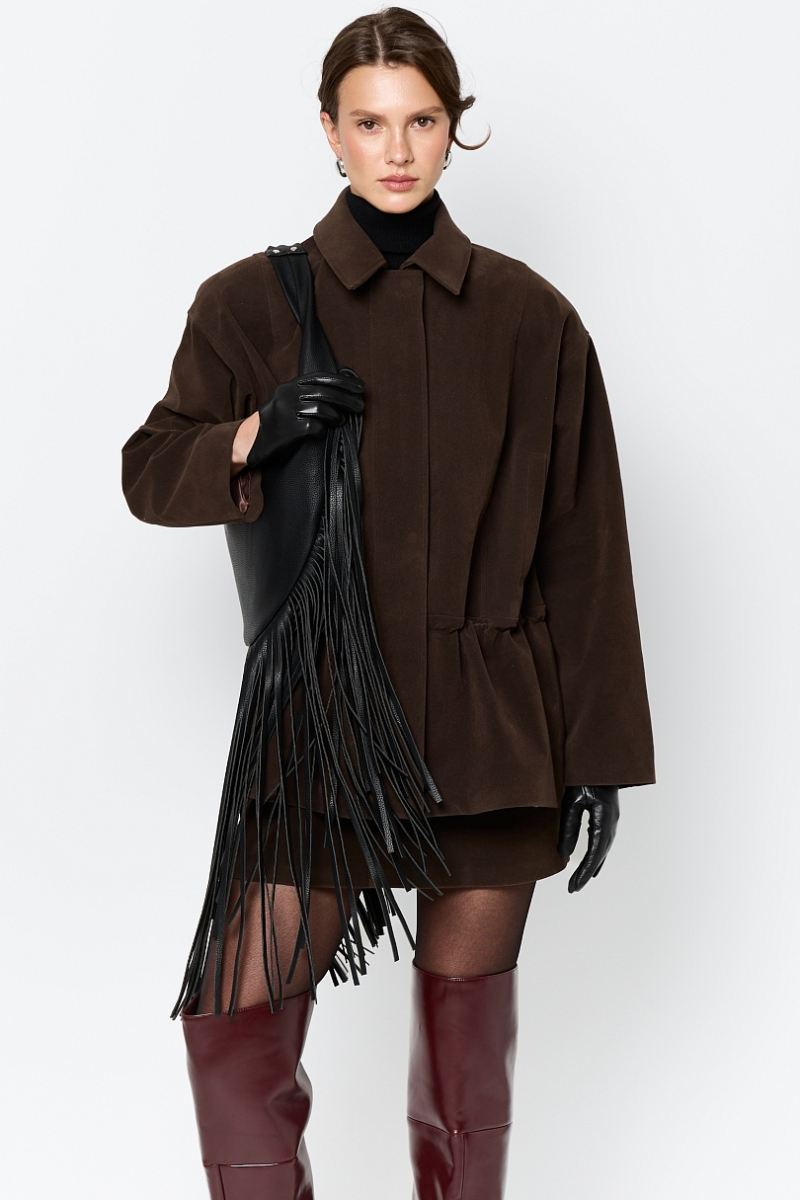 Парка из экозамши на молнии Ricoco, цвет: шоколадный, 7060/1 купить онлайн