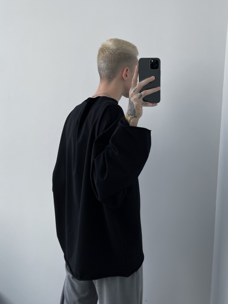 Лонгслив с необработанными краями all., цвет: black, 00100 купить онлайн