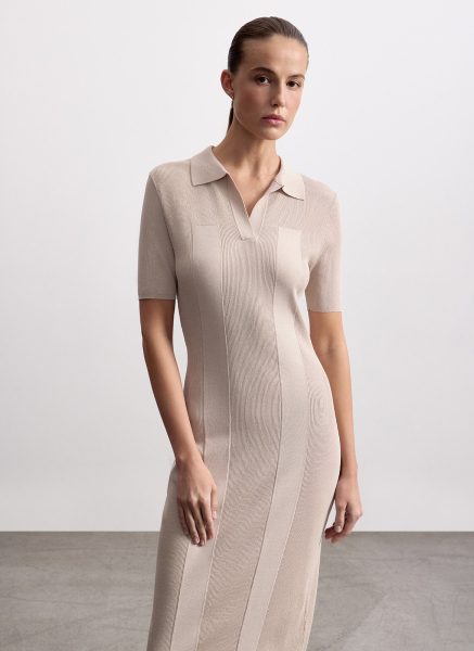 Платье вязаное с воротником поло ALL WE NEED, цвет: Серо-бежевый, 2603W3449-12 купить онлайн