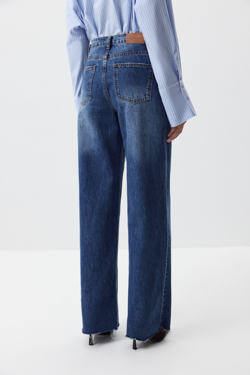 Джинсы с необработанным низом Charmstore, цвет: синий, 401-375101-666 купить онлайн