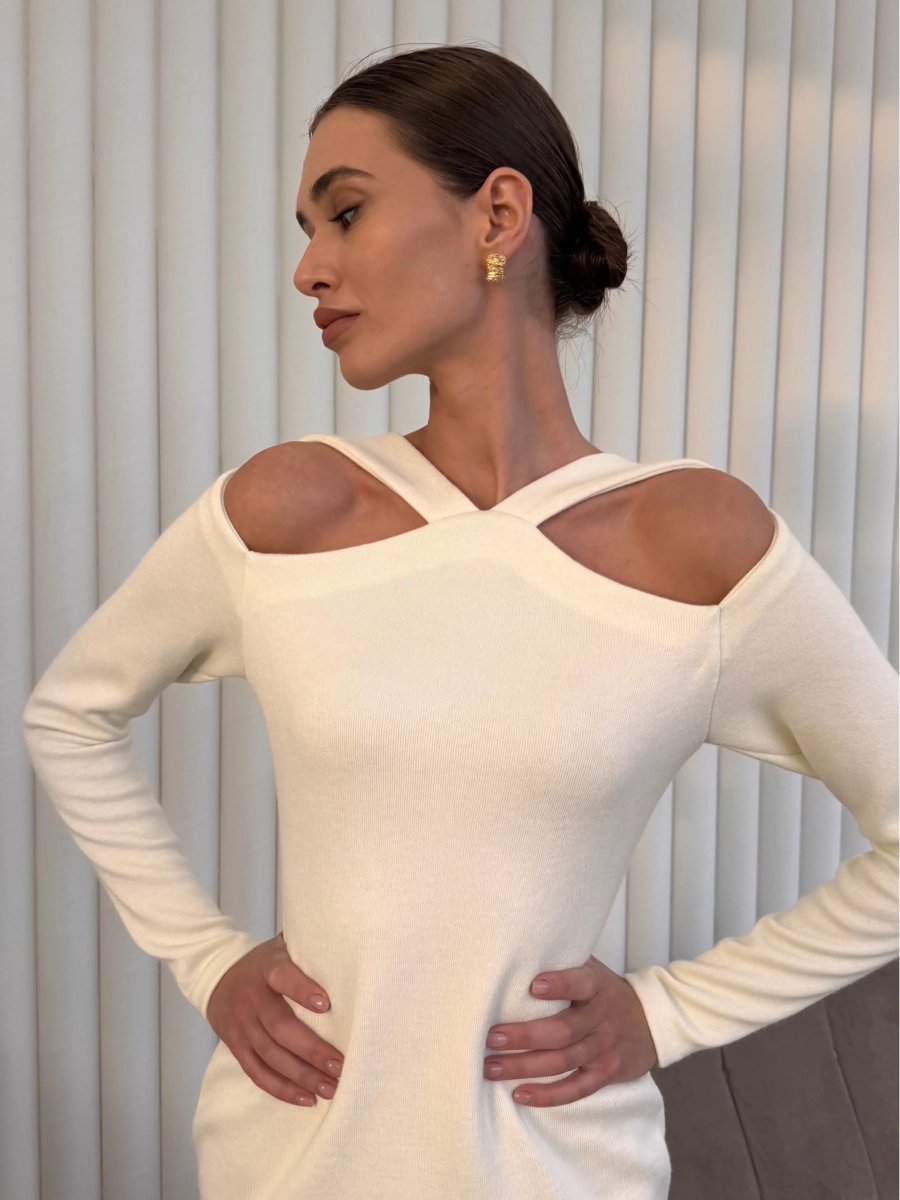 Платье миди с вырезами I.B.W., цвет: молочный, JE058 купить онлайн