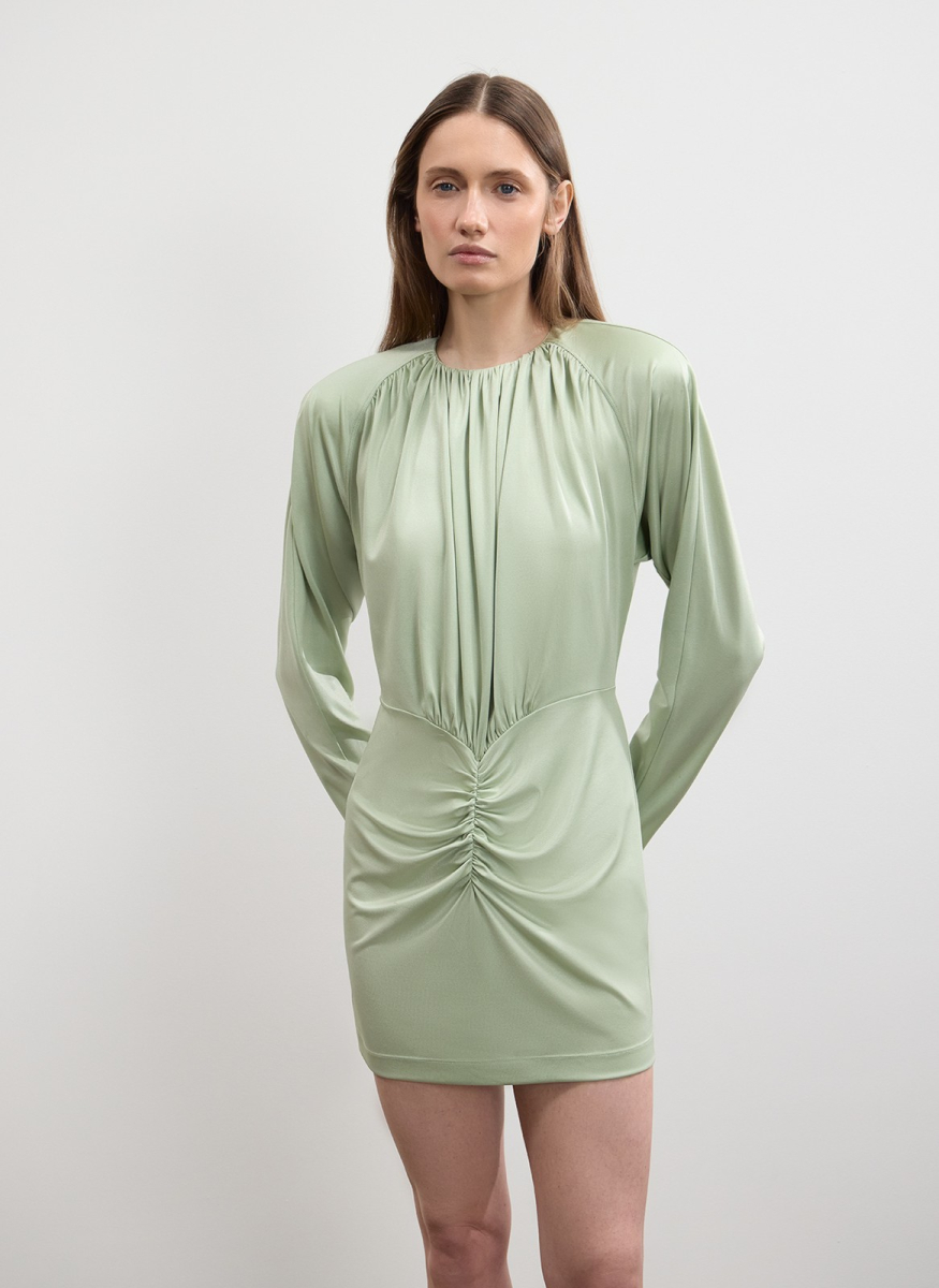 Платье мини со сборками ALL WE NEED, цвет: зеленый,  купить онлайн