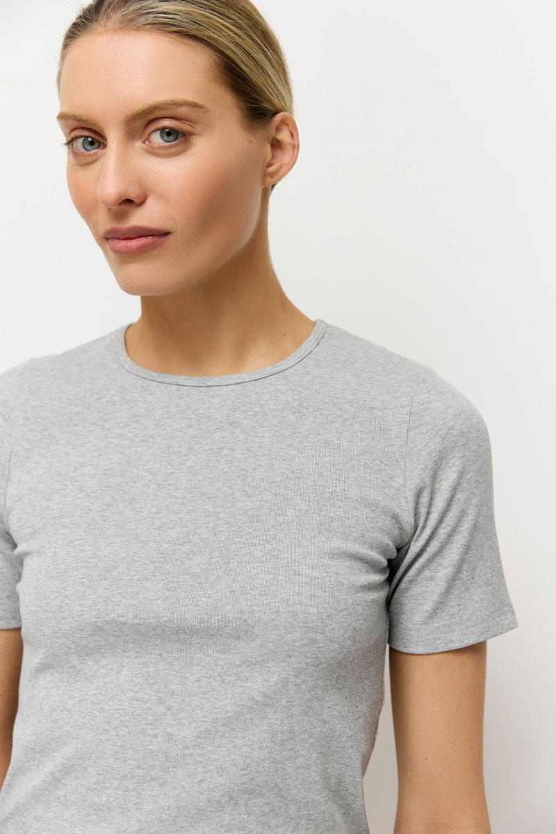 Футболка облегающая AROUND, цвет: серый меланж, 219_102CE04 купить онлайн