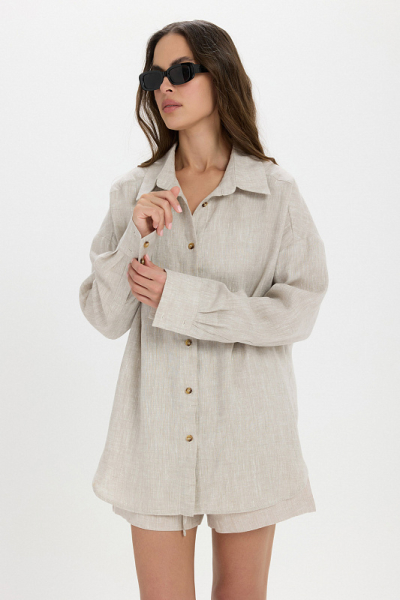 Рубашка лен ABDA, цвет: бежевый, 412609303502 купить онлайн