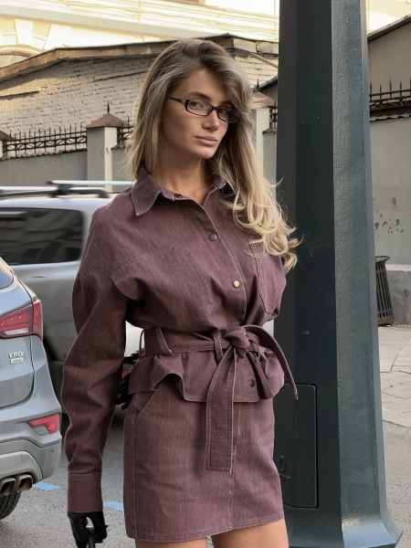 Костюм из денима Fabrik Atelier, цвет: Бордовый, SYCDZHBOR купить онлайн