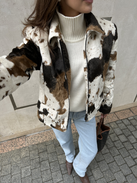 Бомбер из эко-меха с принтом VELVET, цвет: корова, 00-00005181 купить онлайн