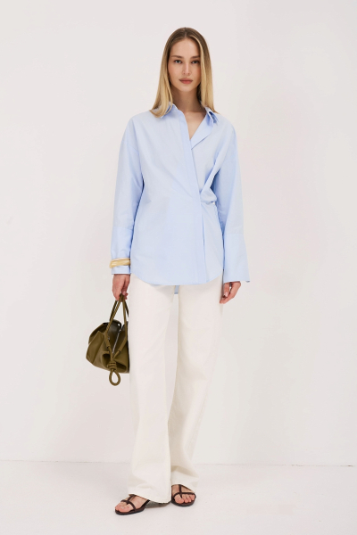 Рубашка приталенная с асимметрией Ricoco, цвет: голубой, 5075/2 купить онлайн