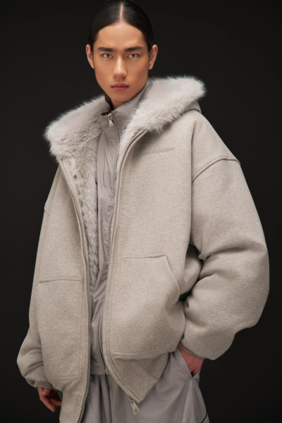 Бомбер хлопковый с меховой отделкой