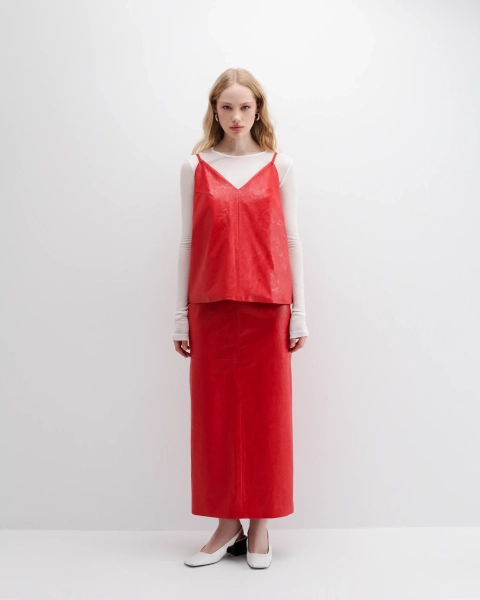 Юбка из экокожи Anmuse, цвет: красный, SK24А101-RD купить онлайн