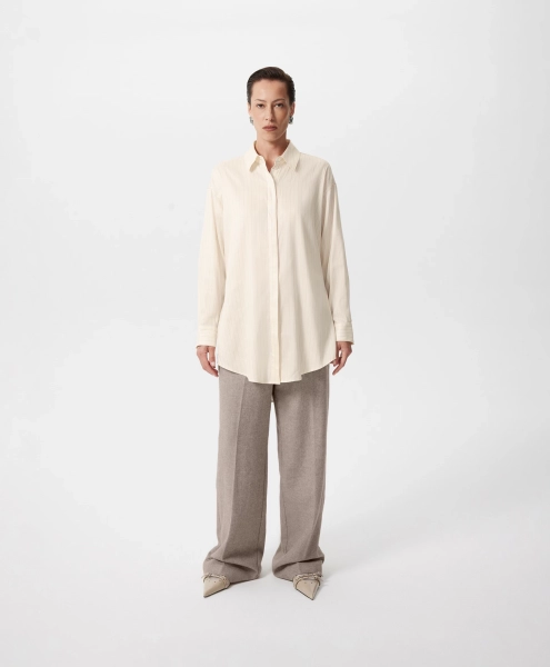 Блузка с матовым блеском в полоску GLVR, цвет: бежевый, 225G33GAC2204 купить онлайн