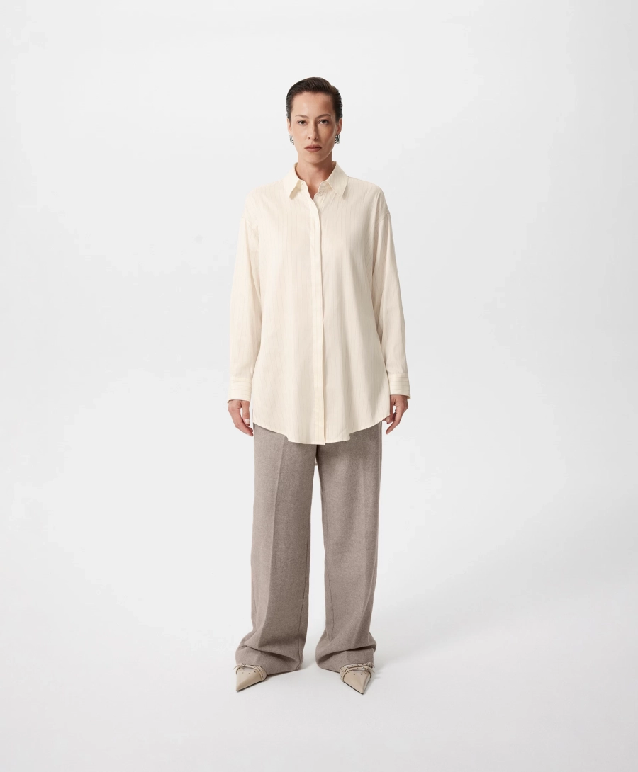 Блузка с матовым блеском в полоску GLVR, цвет: бежевый, 225G33GAC2204 купить онлайн