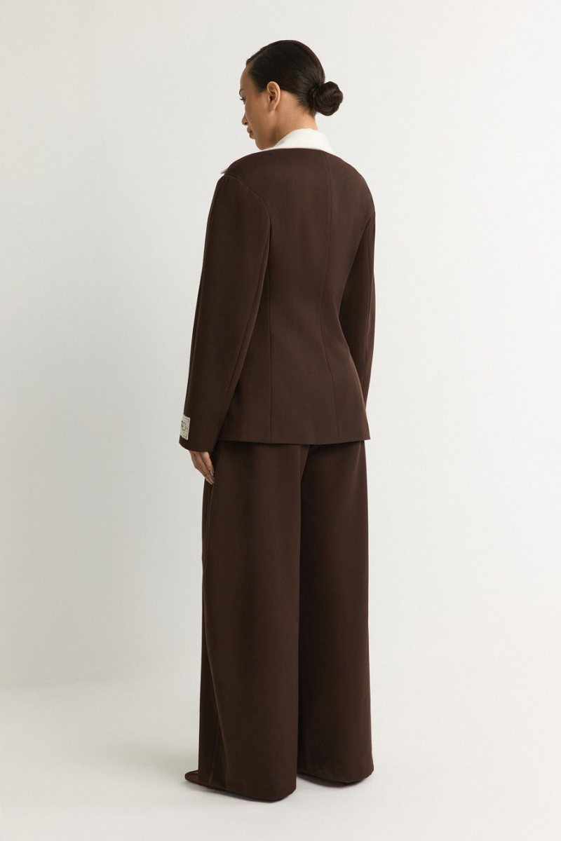 Жакет с контрастным воротником TOPTOP, цвет: коричневый, TT.060.19435.700 купить онлайн