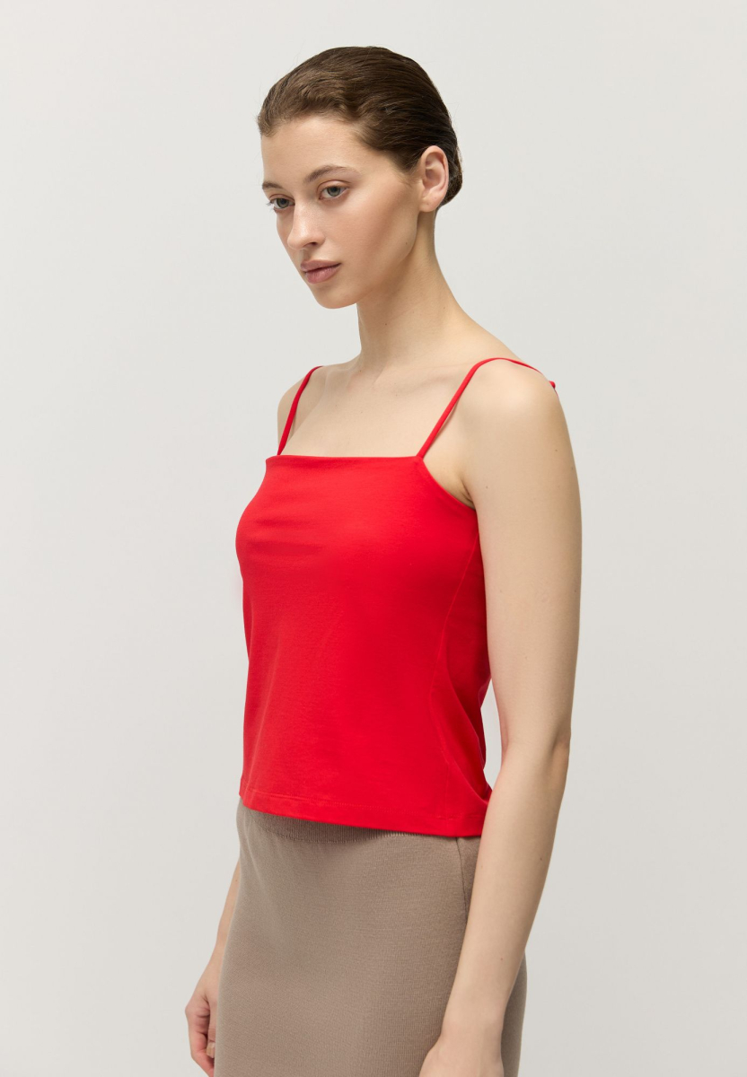 Топ из модала с хлопком AROUND, цвет: красный,  купить онлайн