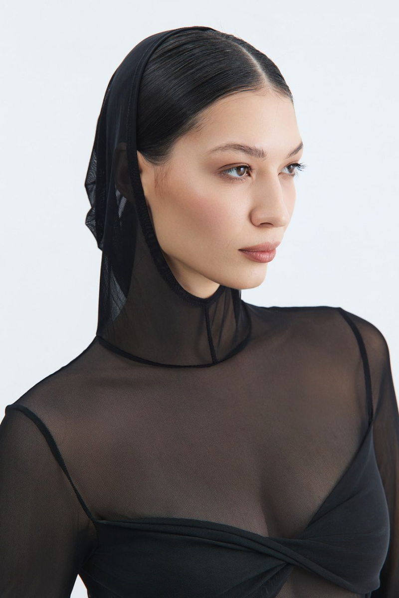 Прозрачное боди с капюшоном TOPTOP, цвет: Черный, TT.023.16685.900.02525 купить онлайн