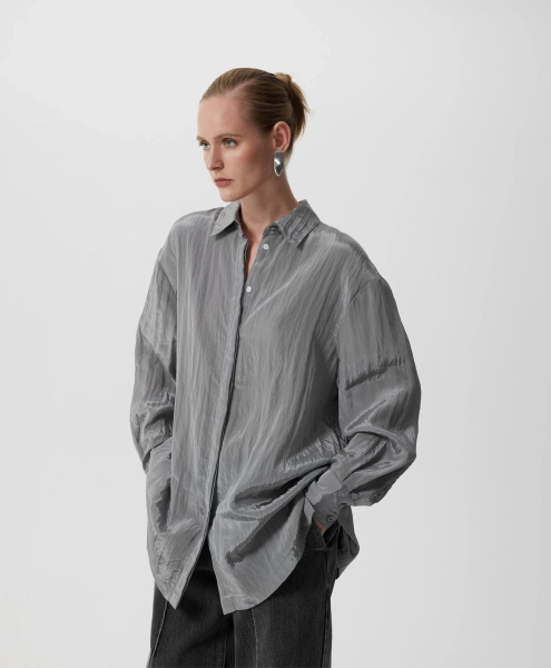 Блузка прямой свободной формы GLVR, цвет: серый, 225G32GAC2206 купить онлайн