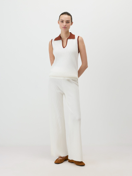 Трикотажные брюки в рубчик Conso, цвет: молочный, KTR 260734 - молочный купить онлайн