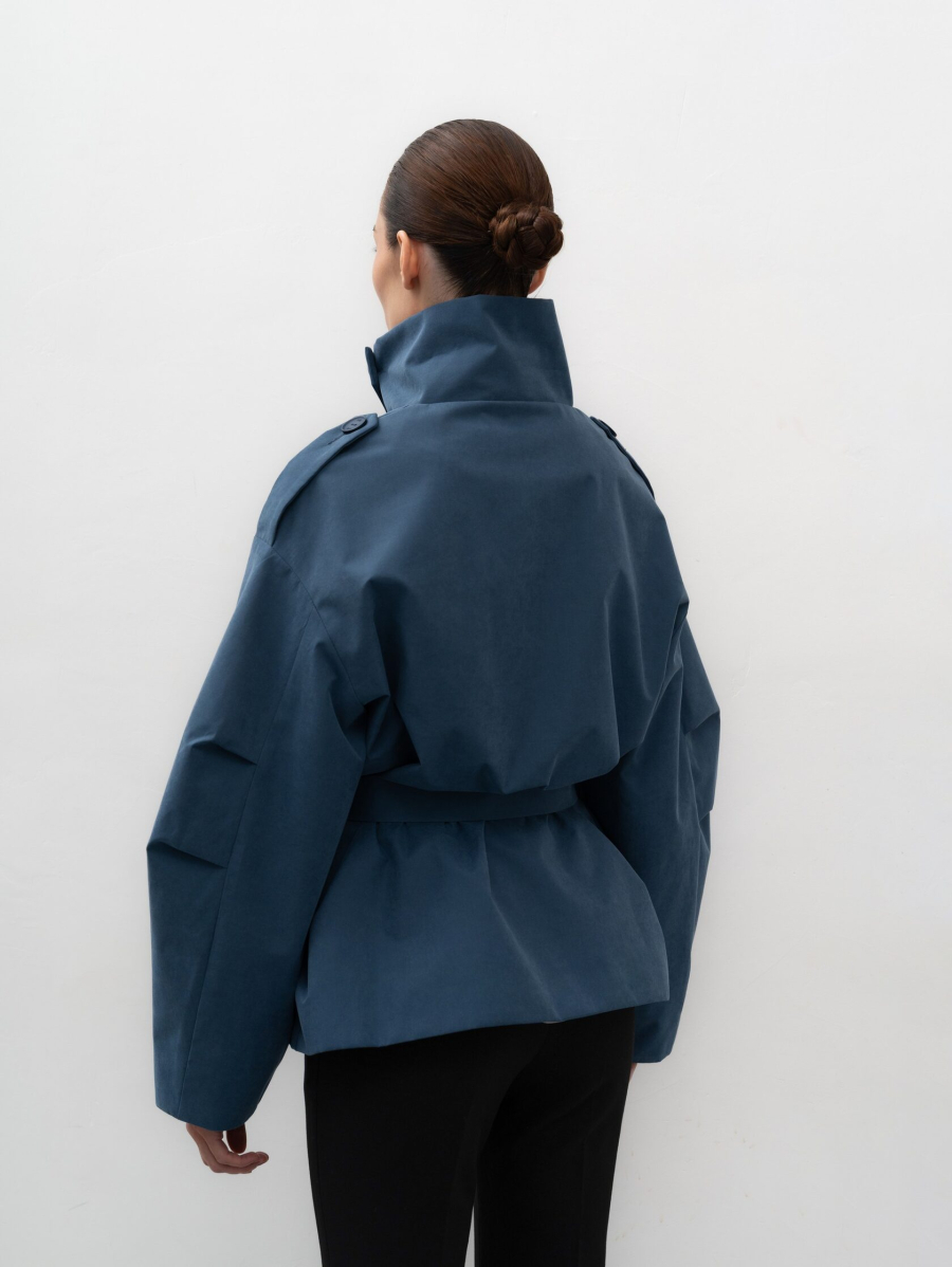 Тренч укороченный TRES, цвет: синий, НФ-00002749 купить онлайн