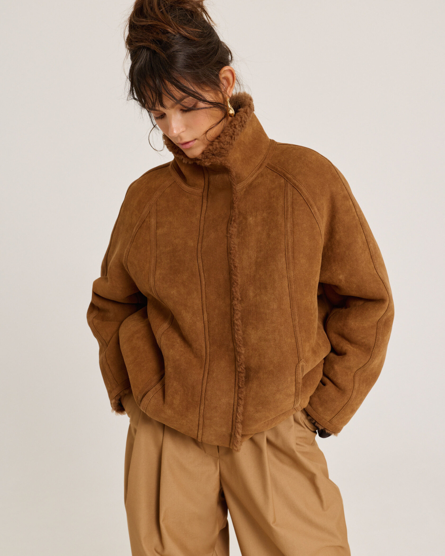 Бомбер из мериноса BROWN Anmuse, цвет: коричневый, 1525AZ BROWN купить онлайн