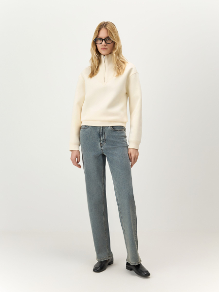 Свитшот из неофутера Conso, цвет: белый, SW 260419 - молочный купить онлайн