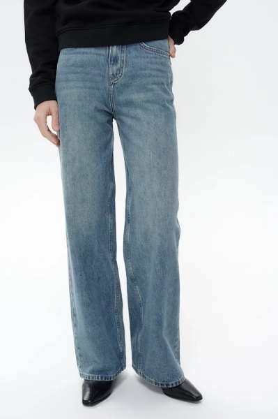 Джинсы Wide leg с винтажным эффектом