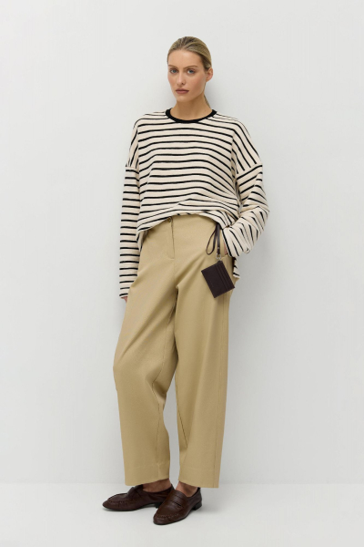 Лонгслив в полоску из фактурного хлопка AROUND, цвет: молочный/полоска, 219_118CP01 купить онлайн