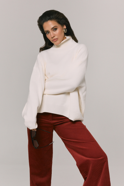 Свитер с шерстью оверсайз Ricoco, цвет: молочный, 7014/2 купить онлайн