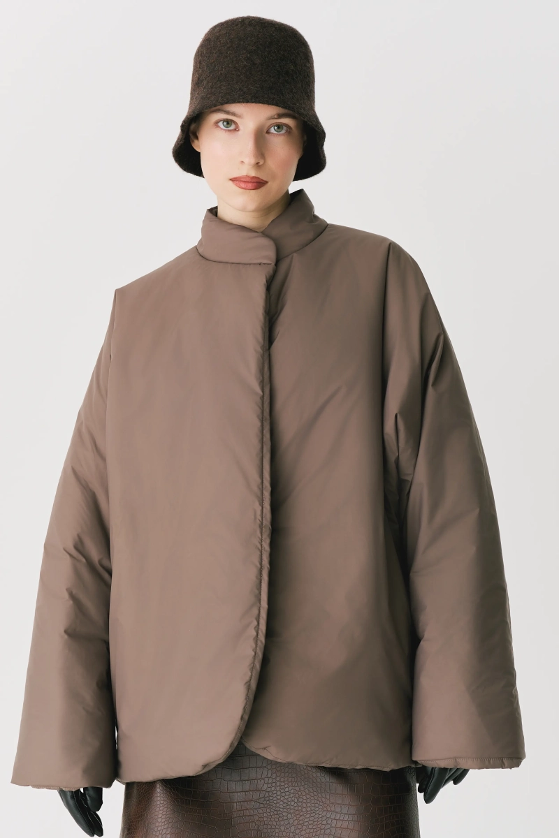 Куртка с цельнокроеным рукавом с поясом Ricoco, цвет: коричневый, 3052/5 купить онлайн