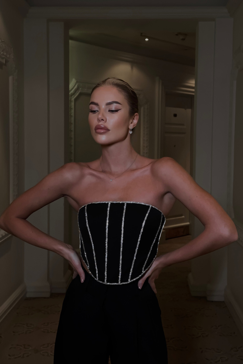 Топ-корсет со стразами SODAMODA, цвет: Черный, 19040 купить онлайн