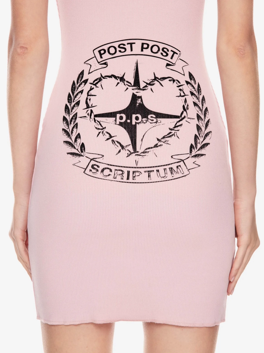 Платье в рубчик с принтом POST POST SCRIPTUM, цвет: пудровый розовый 1108.000.00.03.402 |трендовая новинка купить онлайн