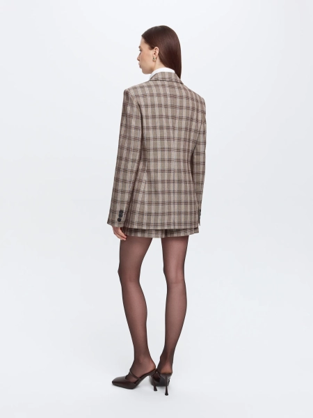 Двубортный жакет в клетку ANNA PEKUN, цвет: коричневый,  купить онлайн