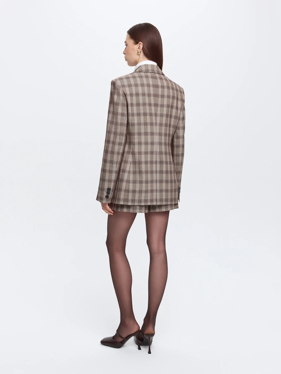 Двубортный жакет в клетку ANNA PEKUN, цвет: коричневый,  купить онлайн