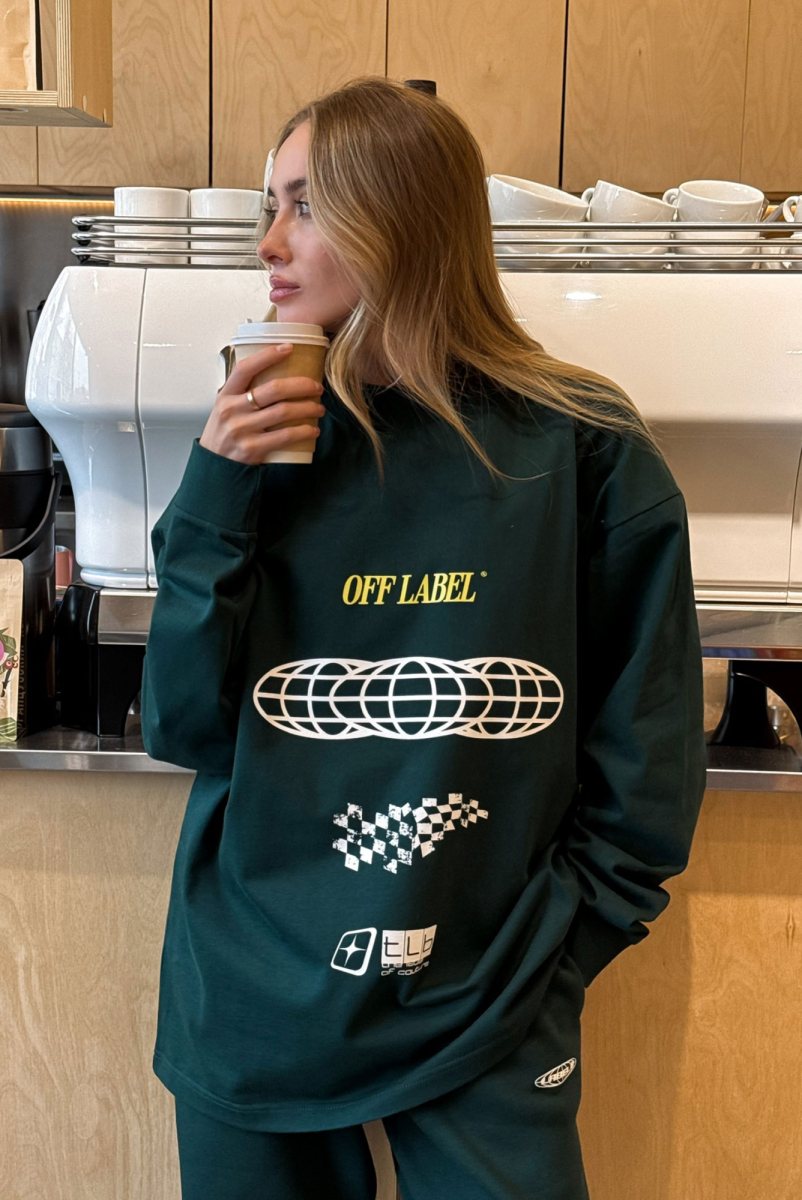 Лонгслив объемный RACING DARK GREEN