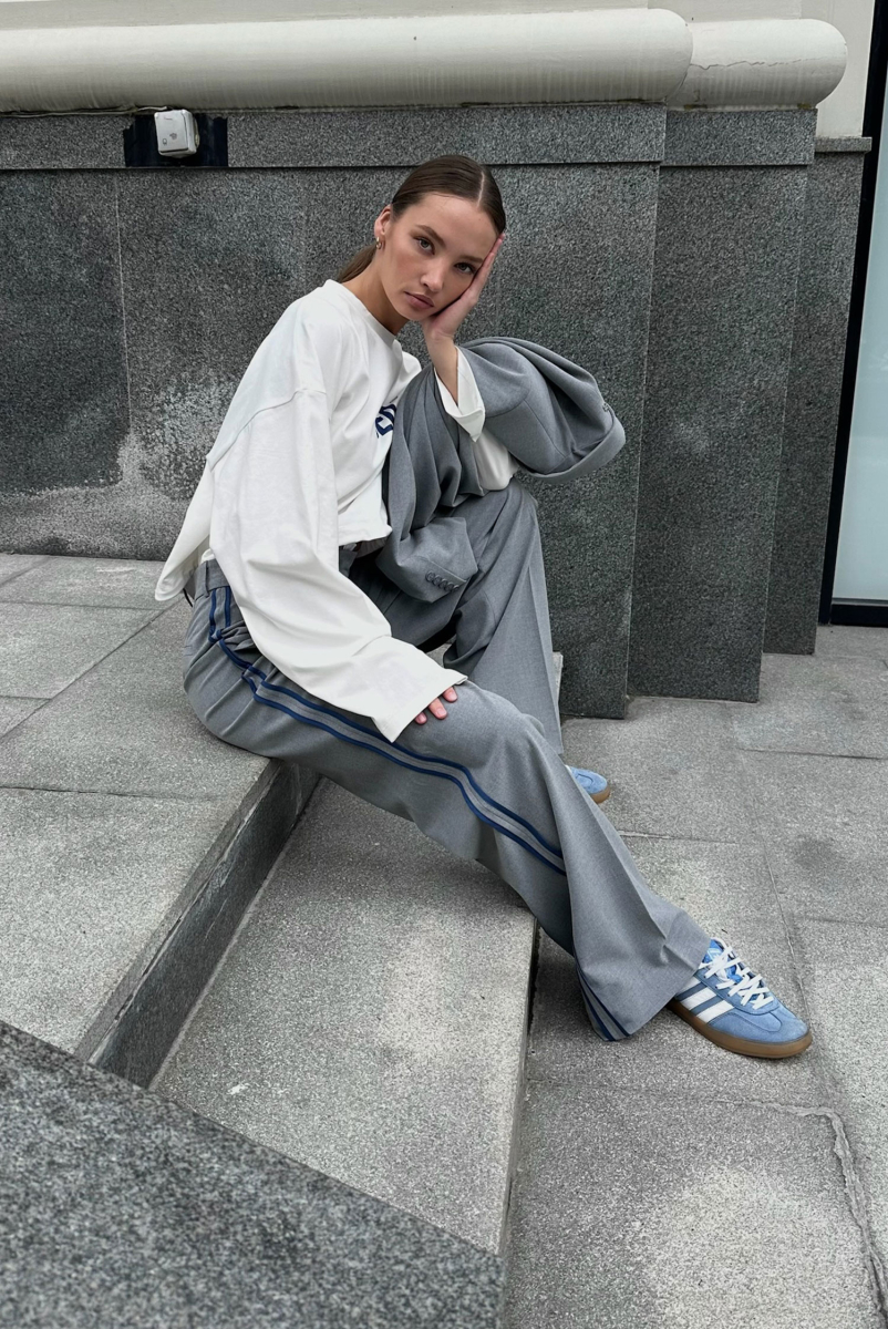 Брюки прямые с лампасами GREY Label .B, цвет: grey,  купить онлайн