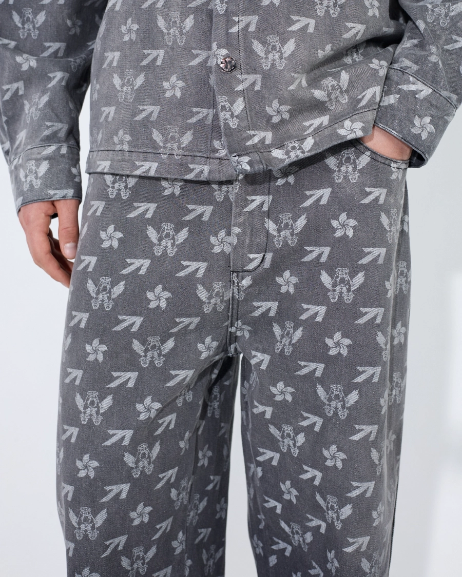 Джинсы с градиентом и монограммой ASIA ST 71, цвет: серый, Ast71.jeans-gradient-mngrm-grey купить онлайн