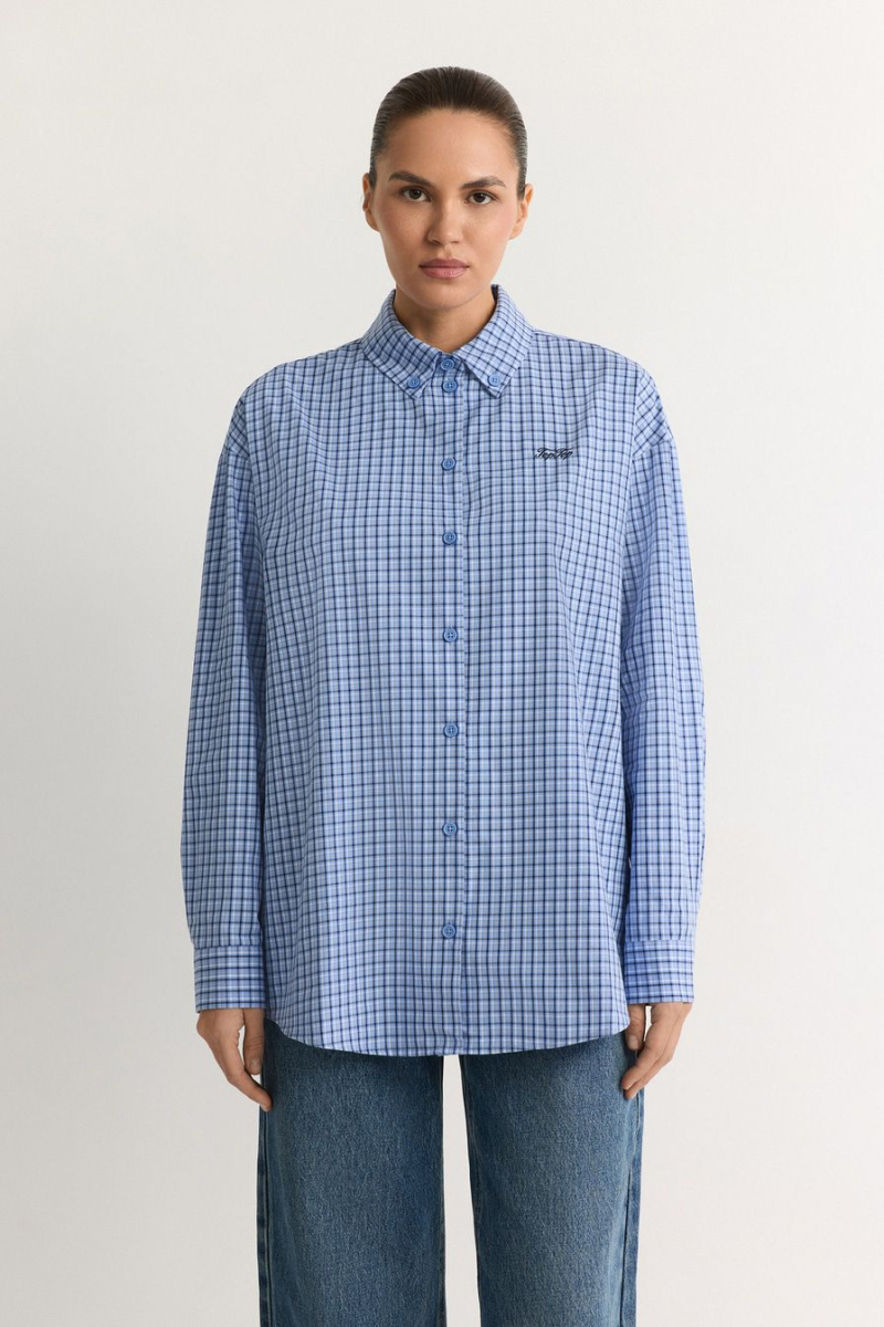 Рубашка прямого силуэта TOPTOP, цвет: голубой, TT.021.18819.601 купить онлайн