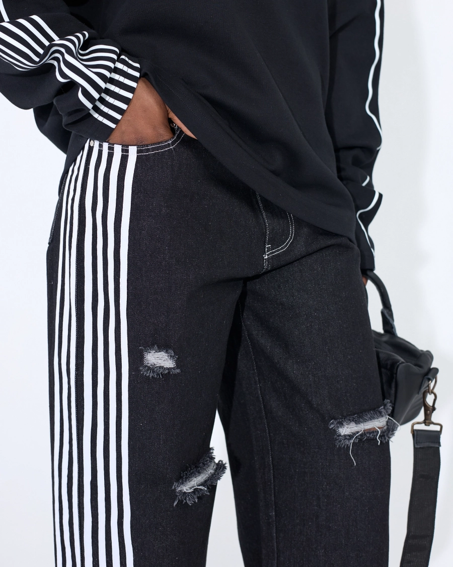 Джинсы с лампасами ASIA ST 71, цвет: Черный,  купить онлайн