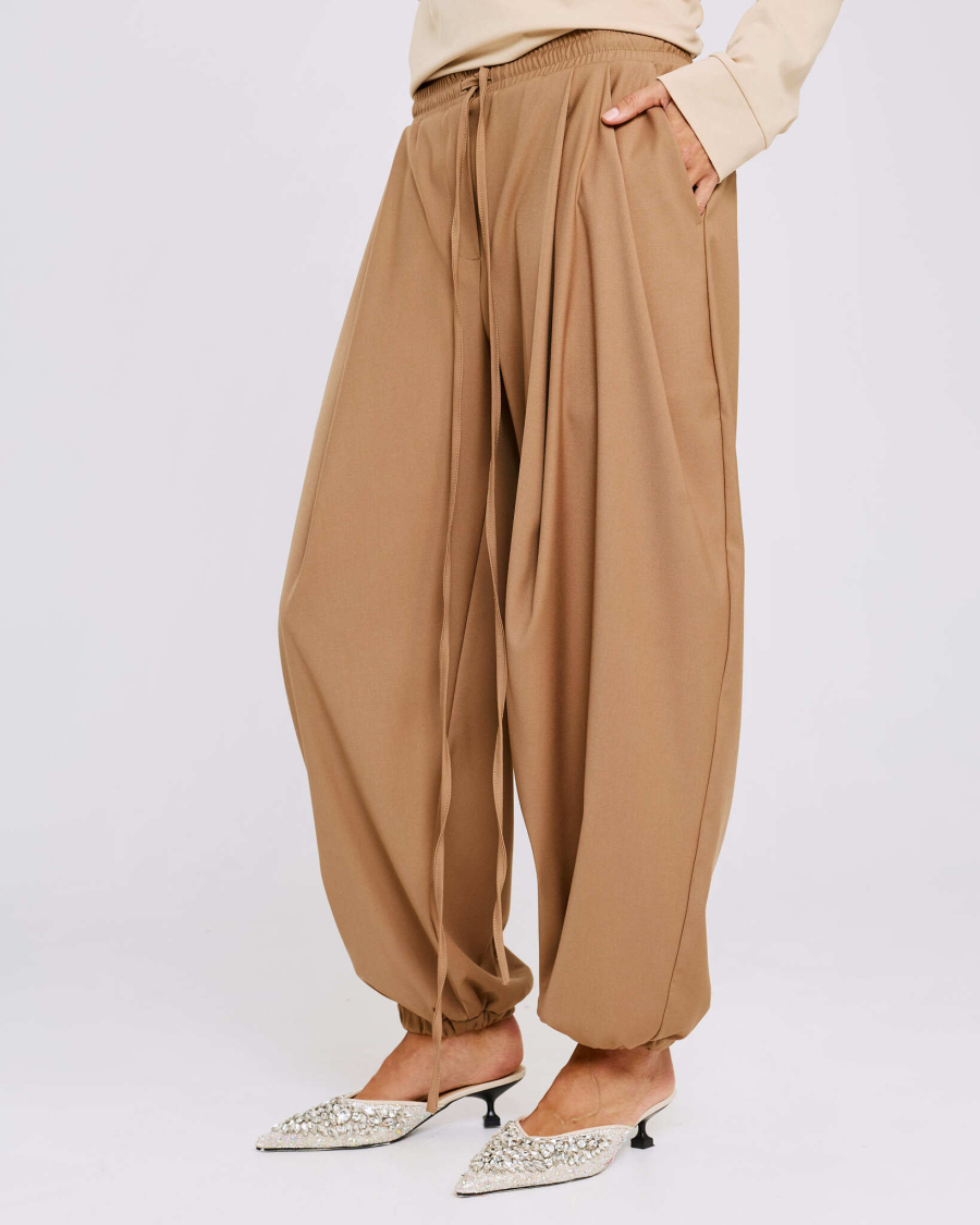 Брюки-шаровары из костюмной ткани Anmuse, цвет: бежевый, BL26SP312-CRM купить онлайн