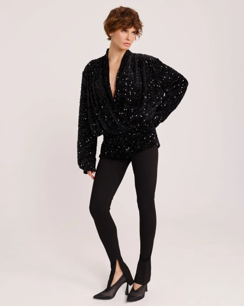 Блуза из пайеток BLACK Anmuse, цвет: Черный, BL25W217-BLC купить онлайн