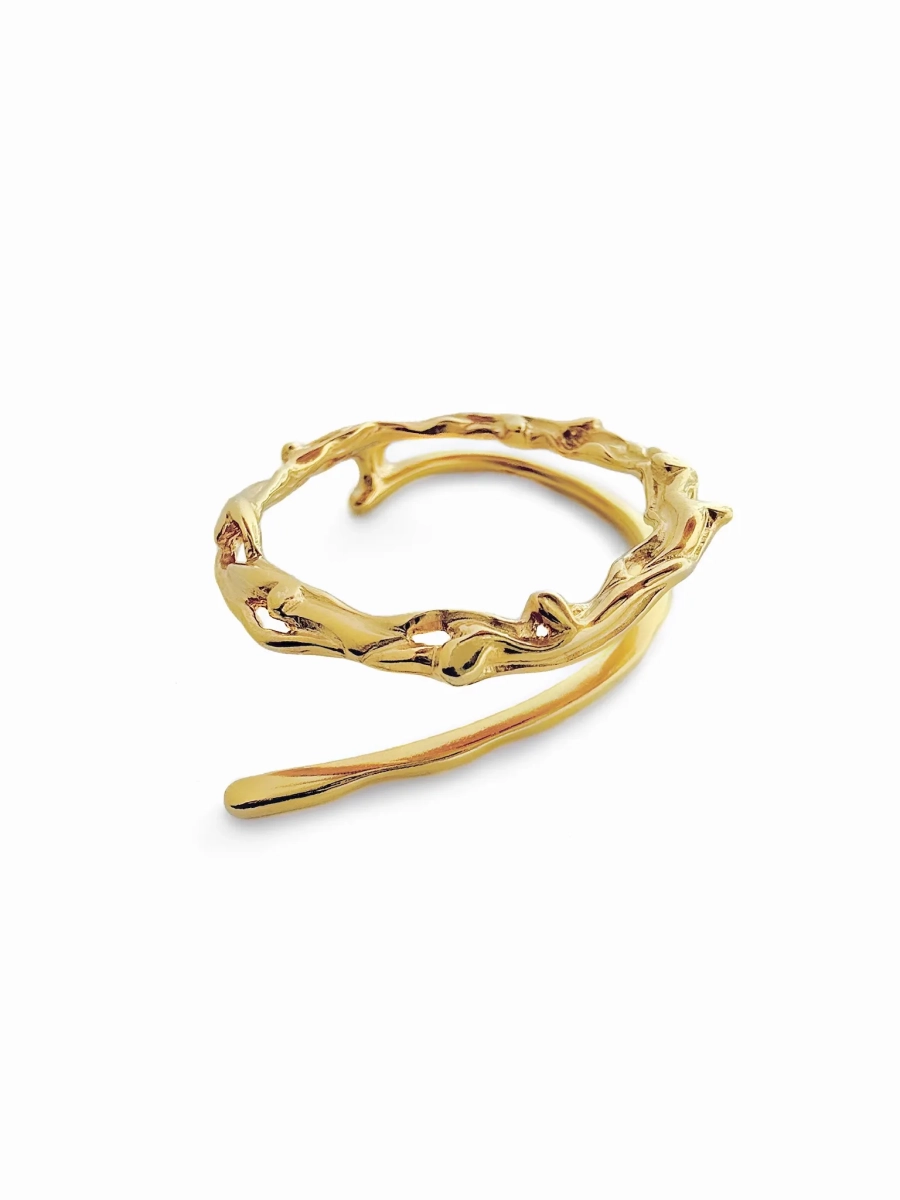 Серебряная серьга-кафф корни «Васюганские болота» SBLESKOM, цвет: позолота, 22159 купить онлайн